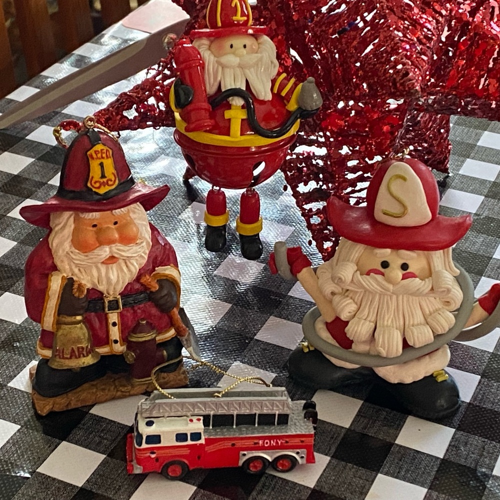 Fireman and Fire Truck Ornaments